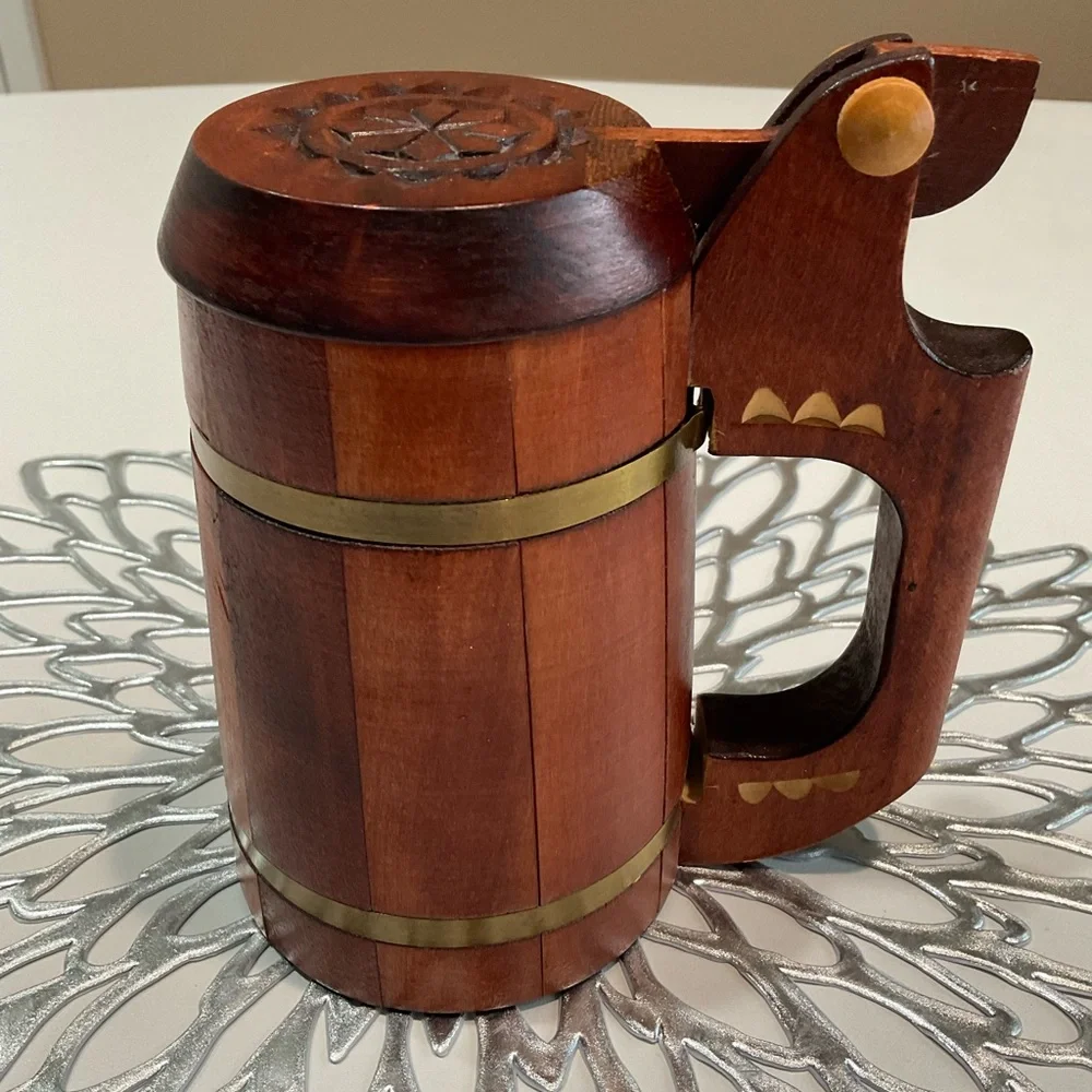 🪴Decorative Wooden Mug, 6.5” x 3.5”